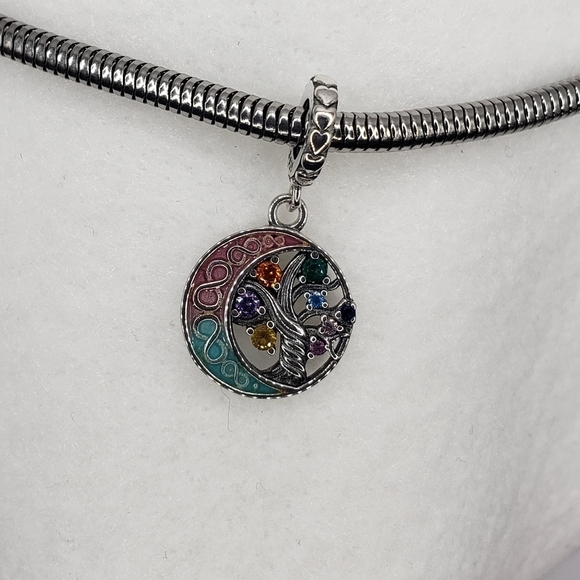 Family Tree Eternal Love Dangle Bracelet Charm 925 Sterling Silver Multicolor - Picture 5 of 8